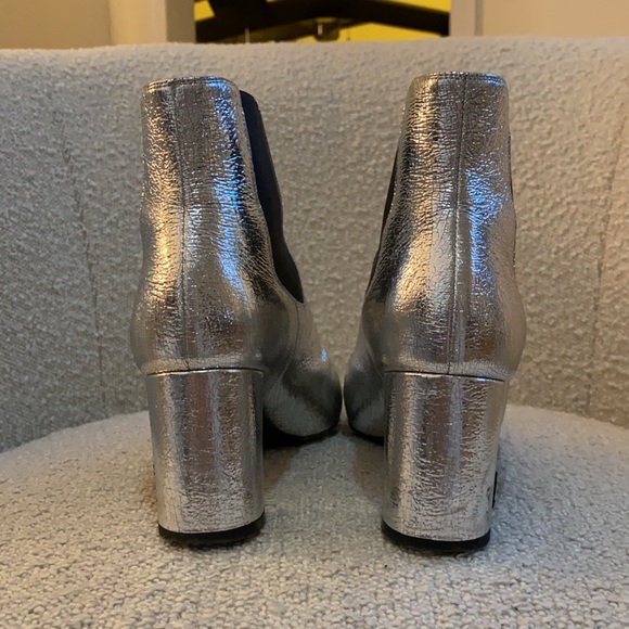 Saint Laurent Metallic Silver LouLou Heeled YSL logo Booties - 36 - Picture 2 of 7